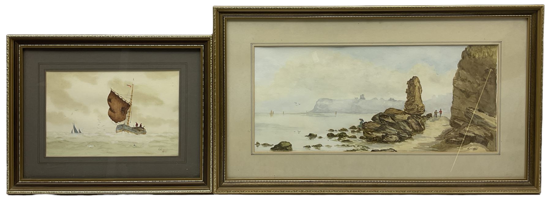 Ken Wigg (British 1913-2014): Sailing Boats in Open Seas and Near Whitby, six watercolours signed max 23cm x 51cm (6)