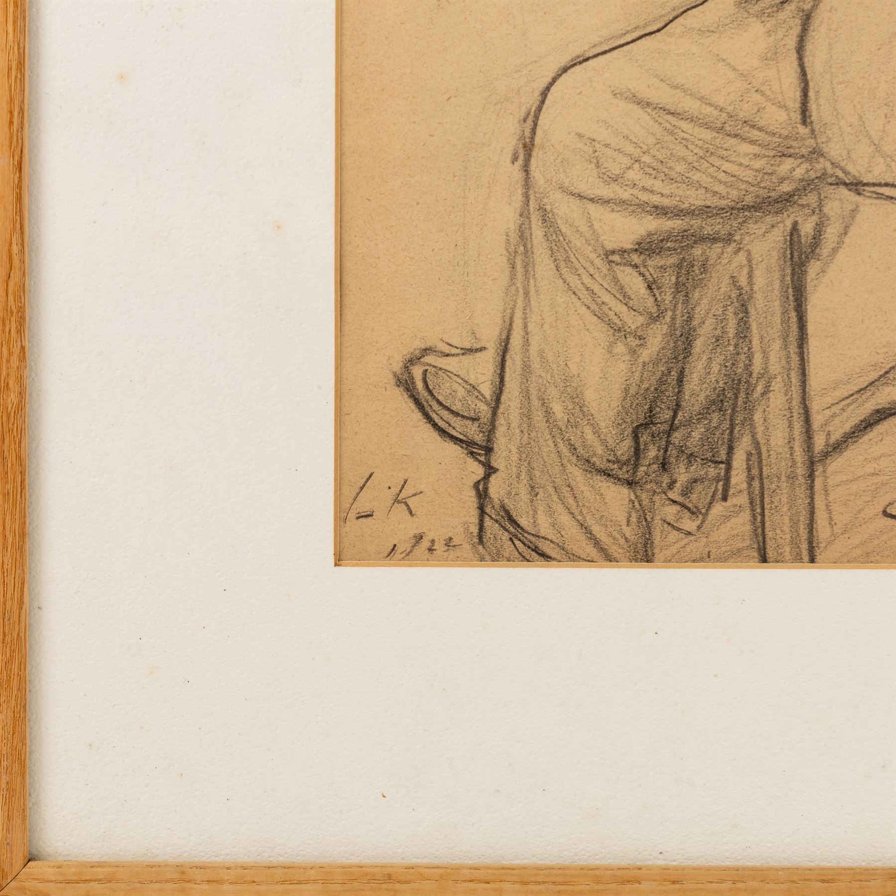 Dame Laura Knight (Staithes Group 1877-1970): A Drawing Lesson, pencil drawing signed twice and dated 1922, 48cm x 34cm