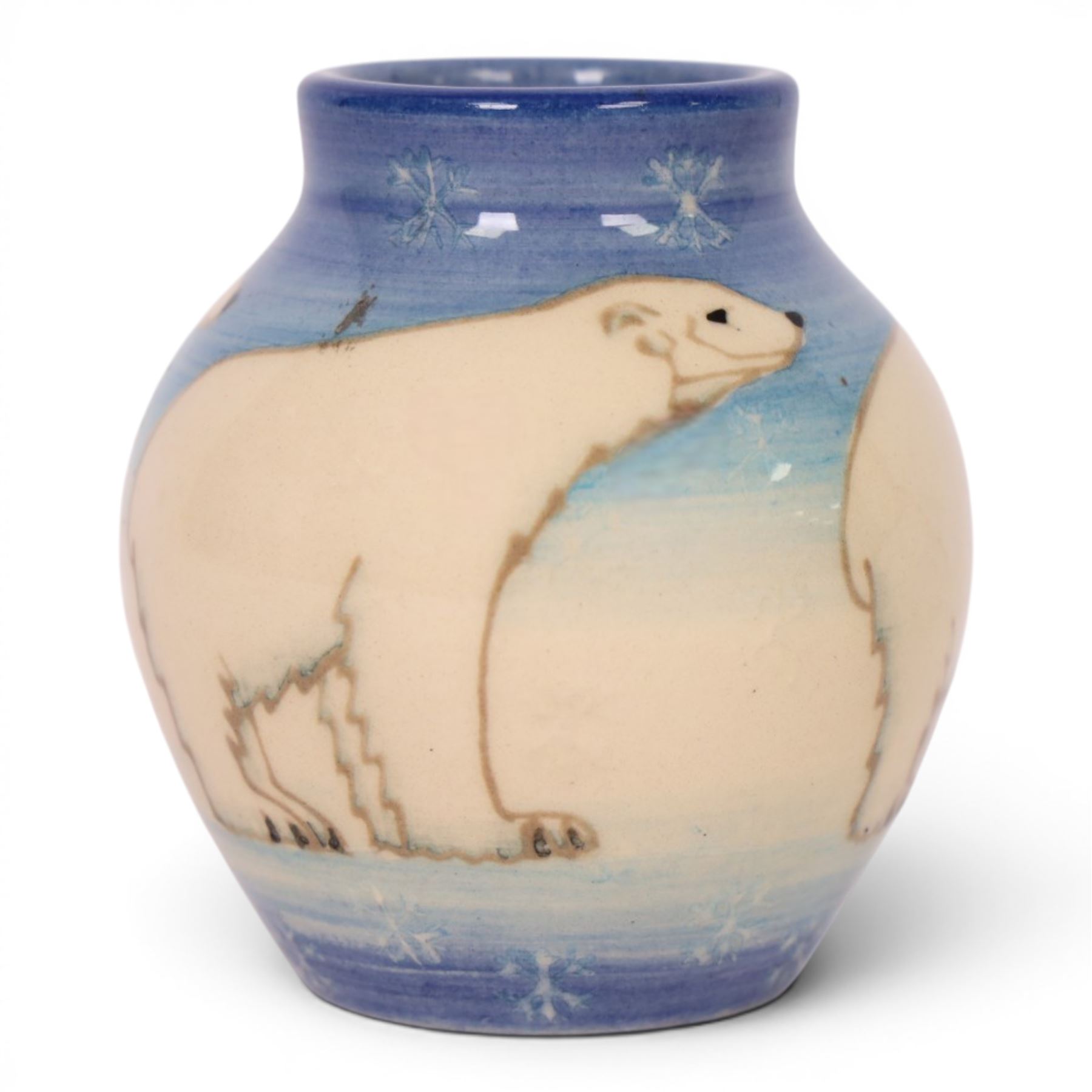 Dennis China Works miniature vase, decorated with polar bears, H9cm