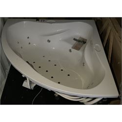 Corner jacuzzi spa bath with seat, unused - THIS LOT IS TO BE COLLECTED BY APPOINTMENT FROM DUGGLEBY STORAGE, GREAT HILL, EASTFIELD, SCARBOROUGH, YO11 3TX