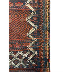 Flat-woven rug, decorated in horizontal bands, geometric all-over design