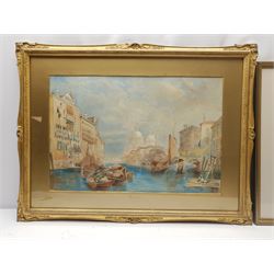 Italian School (19th/20th century): 'Venice', watercolour unsigned 35cm x 52cm; Randolf (Early 20th century): 'Autun from the River Central France', watercolour signed and titled 34cm x 24cm (2)