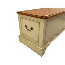 Laura Ashley pine and cream finish blanket box, hinged lid