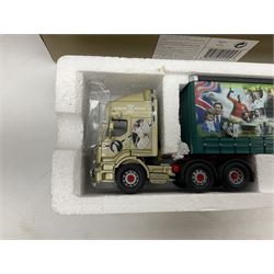 Corgi - three limited edition lorries comprising CC12901 Scania Topline Curtainside Eddie Stobart Limited; CC12104 Renault Premium Curtainside Strongserve Ltd; and 50703 Guinness Mack LJ with Fruehauf Trailer; all boxed (3)