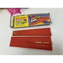 Matchbox Superfast track and accessories, both loose and boxed, to include SF-2 Loop Set, TA-4 Pacemaker Handbooster, TA-6 Catapult Pass, etc 
