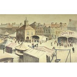 Arthur B Bateman (British 1883-1970): Village Fair, watercolour signed and dated '36, 38cm x 56cm