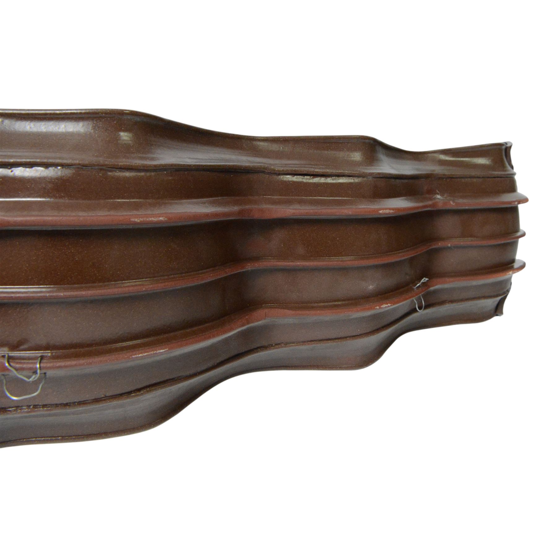 Studio pottery twin handled platter, of waved form, decorated with a female swimmer, L84cm, D22cm