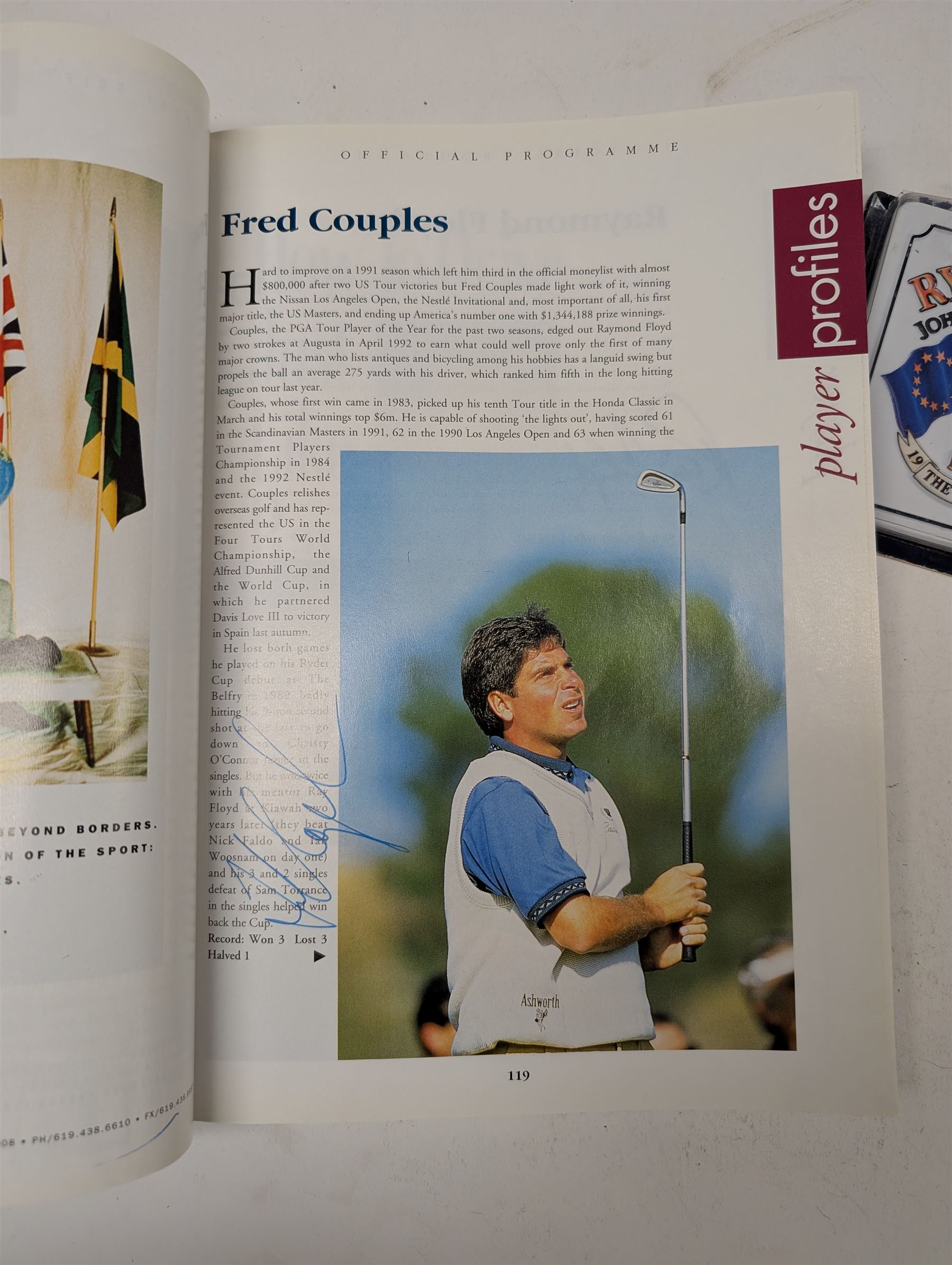 1993 Ryder Cup programme, signed by Nick Faldo, Payne Stewart, etc
