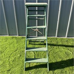Simplex wooden ladders painted in green  - THIS LOT IS TO BE COLLECTED BY APPOINTMENT FROM DUGGLEBY STORAGE, GREAT HILL, EASTFIELD, SCARBOROUGH, YO11 3TX
