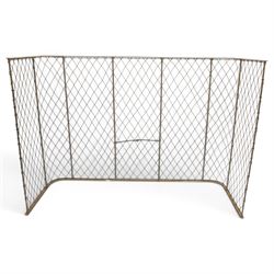 19th century large wrought iron nursery fire guard, of curved form with scrolled brace in the centre