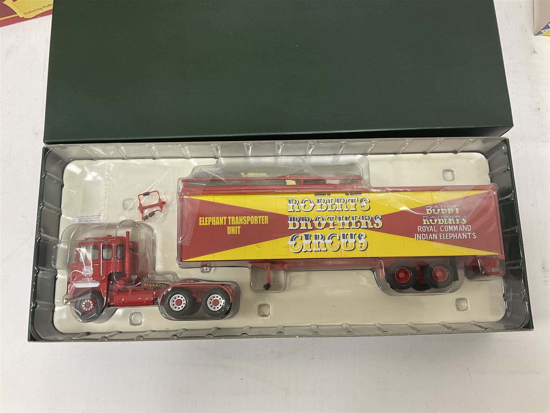 Corgi - Showman's Range 31012 Mickey Kiely Boxing Set; Premium Limited Edition The Greatest Show on Earth CC12606 Scammell Crusader Box Trailer Robert Bros.; limited edition 97893 A.E.C. Mercury Truck and Trailer J. Ayers; all boxed; together with large quantity of circus tickets, hand bills. flyers etc