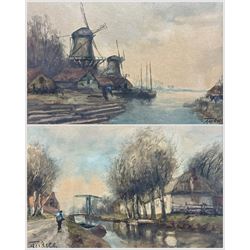Adriaan Christiaan Willem Terhell (Dutch 1863-1949): Canal Scenes, pair watercolours signed, in matching frames 26cm x 36cm (2)