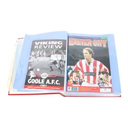 Comprehensive collection of approximately one-hundred and seventy Scarborough FC football programmes for the 1996/97, 1997/98 and 1998/99 seasons, all filed within six dedicated Scarborough FC red Home and Away binders