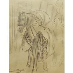 Dame Laura Knight RA (Staithes Group 1877-1970): Circus Horses, charcoal and pencil signed 30cm x 23cm 

Provenance: with George S Wissinger Antiques, label verso