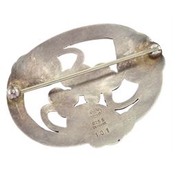 Georg Jensen silver 'Moonlight Grapes' brooch No. 101, London import mark 1995