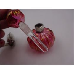 Modern novelty silver tape measure, in the form of a pig, hallmarked CME Jewellery Ltd, together with a silver mounted pink glass scent bottle, signed H. White to base, with silver collar hallmarked Laurence R Watson & Co, Birmingham 1996, scent bottle H12cm