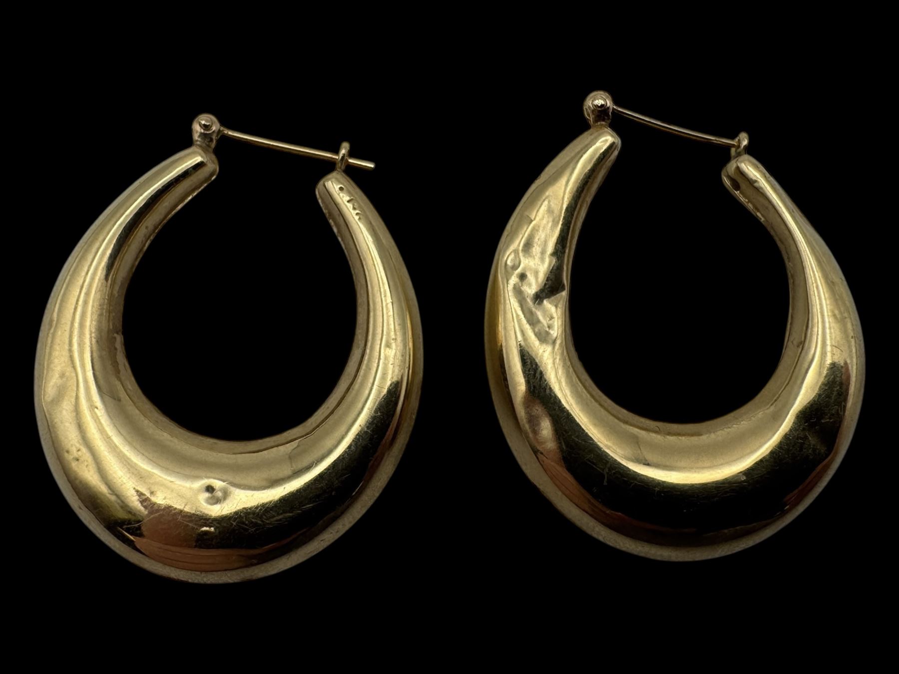 Pair of 14ct gold hoop earrings, stamped 14K
