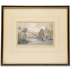 Edward Francis Wells (British 1876-1952): 'Evening Flow - Derwentwater' and 'Ullswater', two etchings with aquatint signed and titled in pencil, stamped with Rembrandt Guild Artists Proof blindstamp; D le Roux (20th century): Mountain Valleys, pair of watercolours signed, together with three other pictures including York-themed etchings max 22cm x 30cm (7)