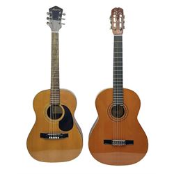 Harmony Model H6360 acoustic guitar in mahogany with spruce top, L103cm overall; and 1970s B&M (Barnes & Mullins) Concert Grande acoustic guitar, L101.5cm overall; each in hard carrying case (2)