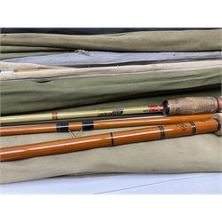 Collection of fly fishing rods, including split cane and fibreglass examples, by March Brown, Brent and Sportex, etc 