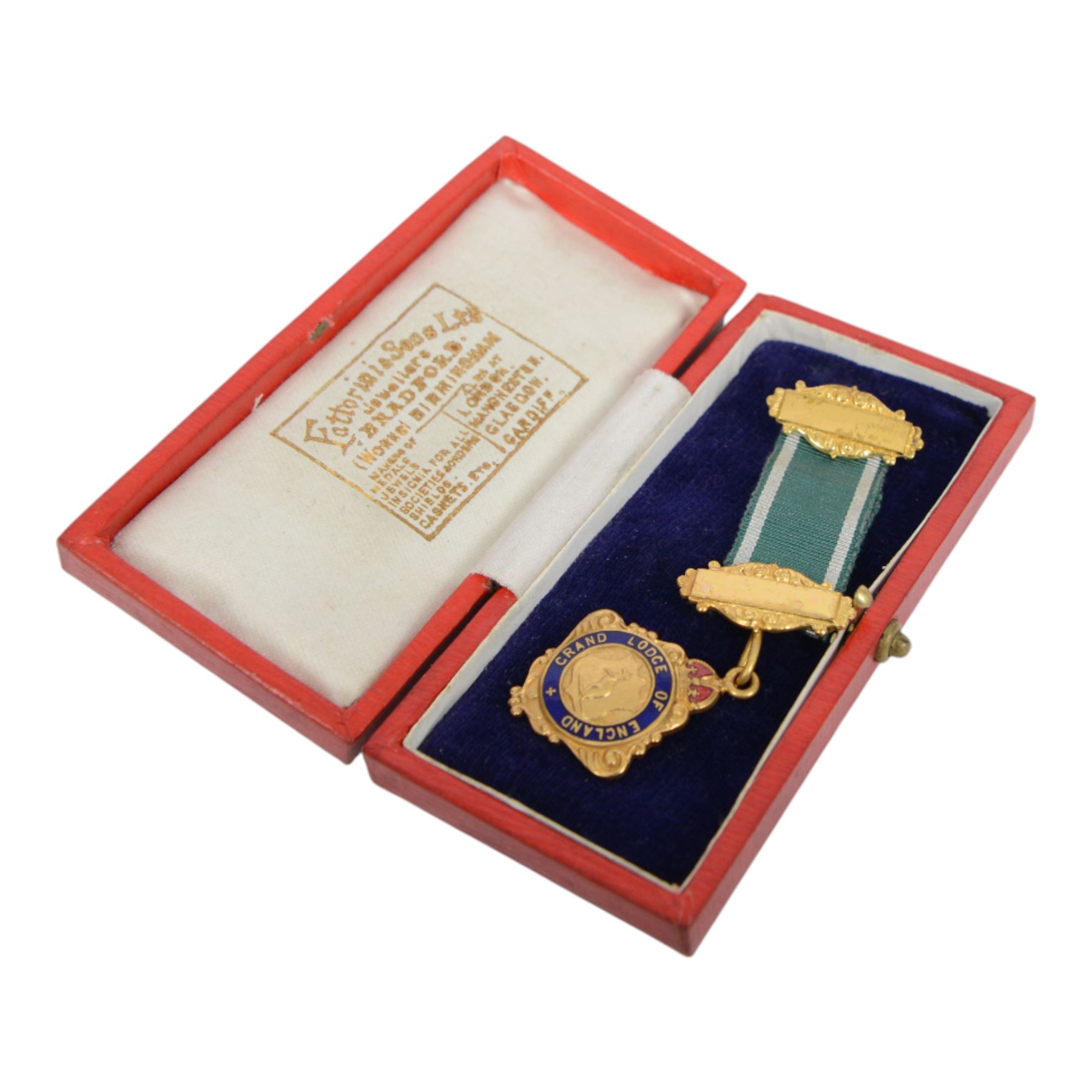 Silver and enamel masonic medal, hallmarked, together with two enamel British Railway badges and silver plated cigarette case and other collectables