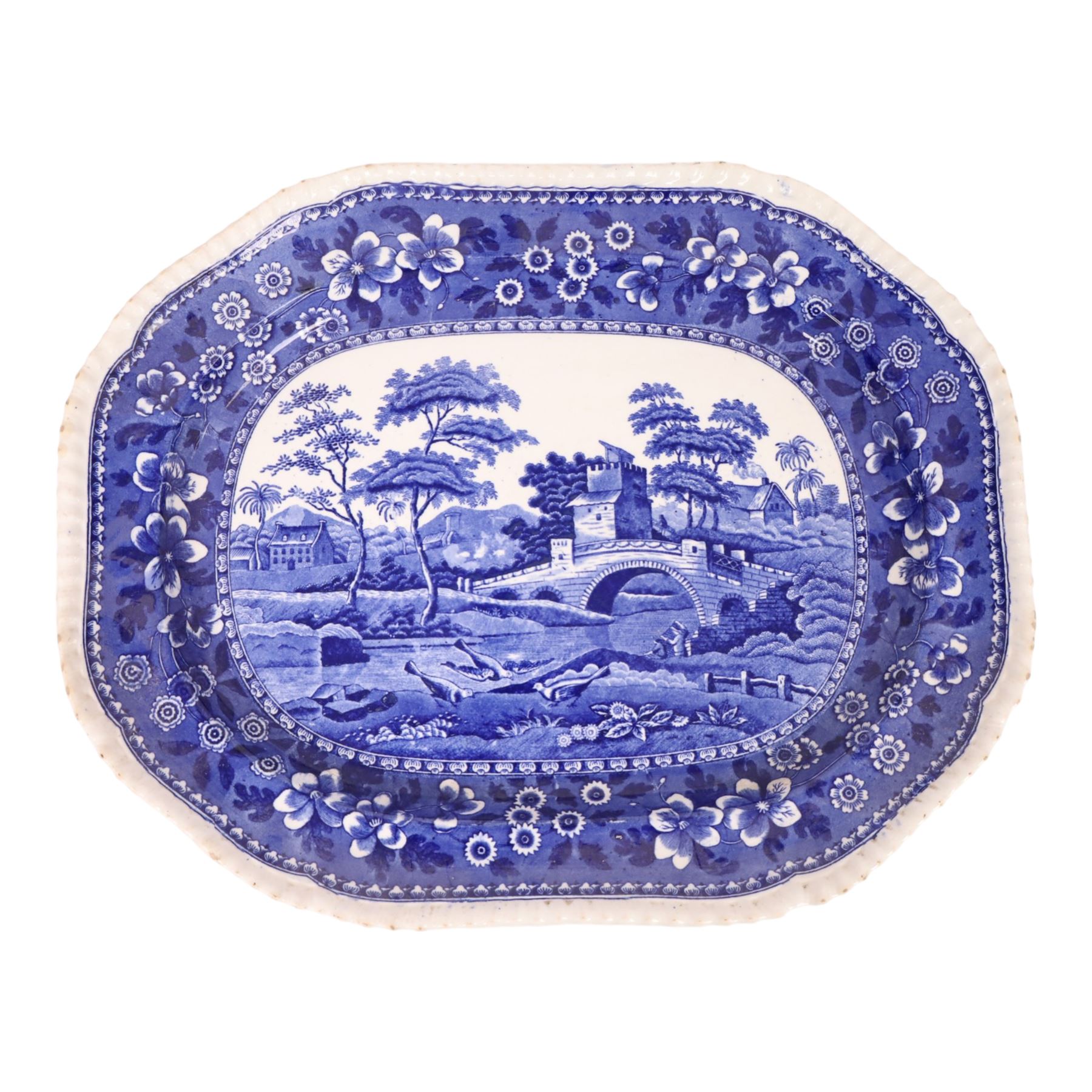 Spode Tower pattern graduating set of three platters, largest L44cm D35cm 