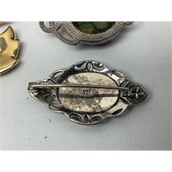 Maurice Lacroix gentlemans quartz wristwatch, 92127, with gold plated case, date apeture and leather strap, together with a Swarovski Crystal bracelet, two silver brooches and two costume brooches