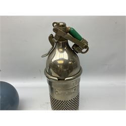 Sparklet 'The Prana' soda siphon charger, together with a Sparklets 'Globemaster' soda siphon in blue, circa 1960-80, tallest H38cm