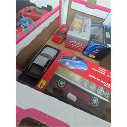 Diecast model vehicles, including Maisto, Majorette and Bburago examples, three boxed the rest loose, different scales, in three boxes