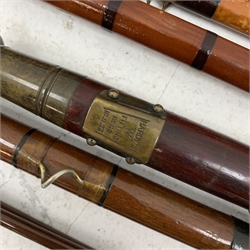 Three vintage Hardy's cane fishing rods including Hardy 'Greenheart' 3 piece 9ft (3)