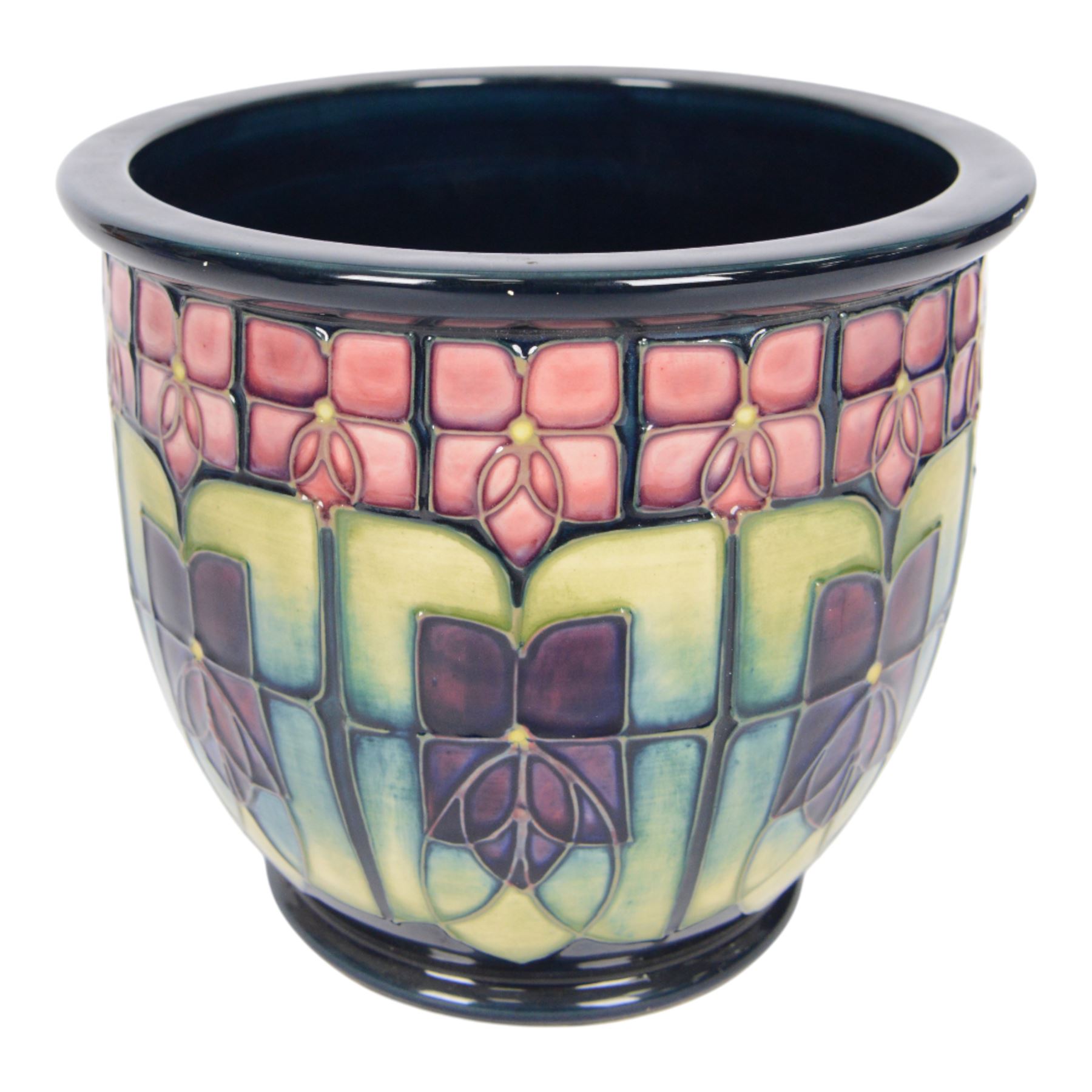 Moorcroft jardinière in Violets pattern, with box H16cm