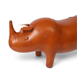 21st century leather rhino footstool, H40cm, L80cm 