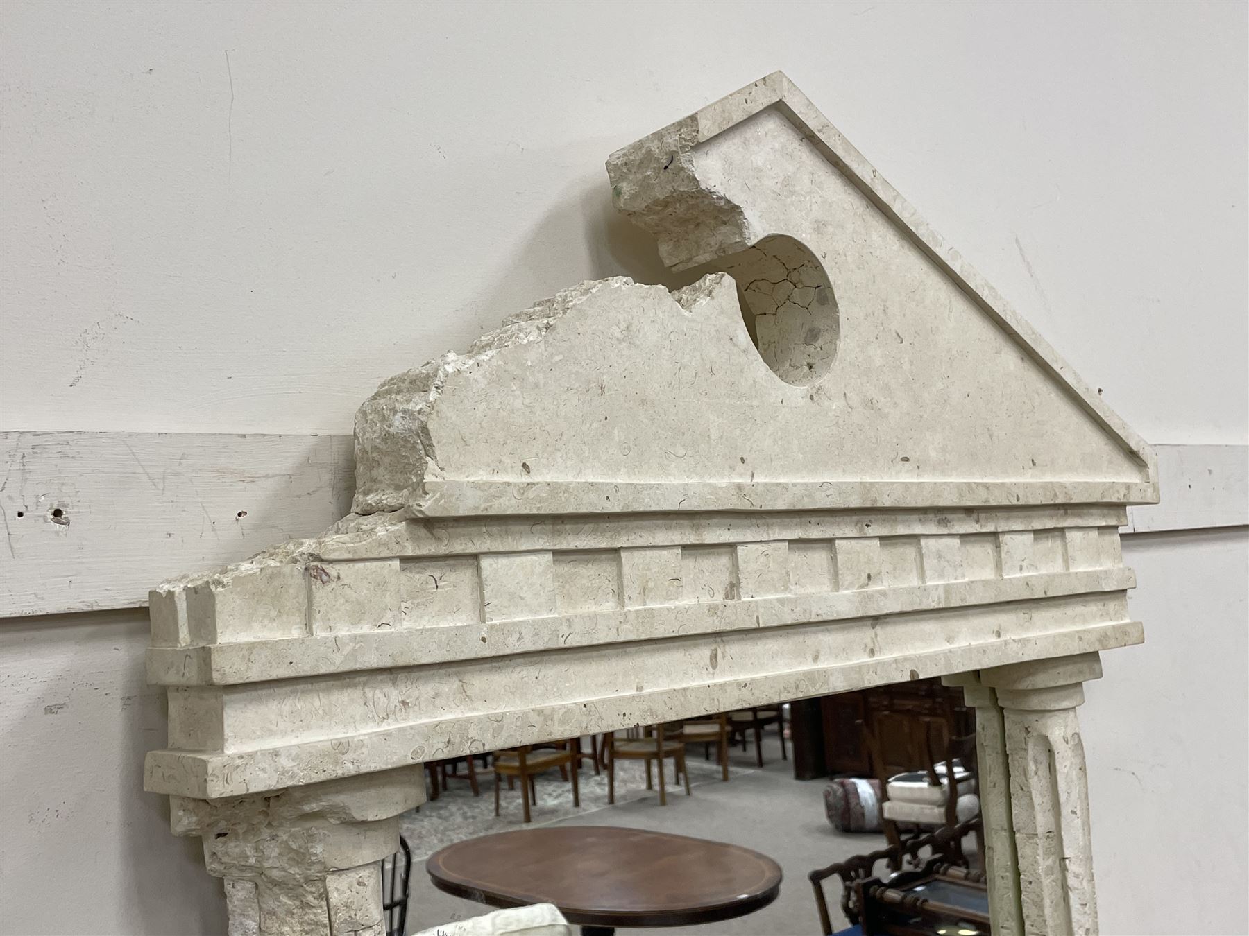 Cast architectural stone effect console table with mirror