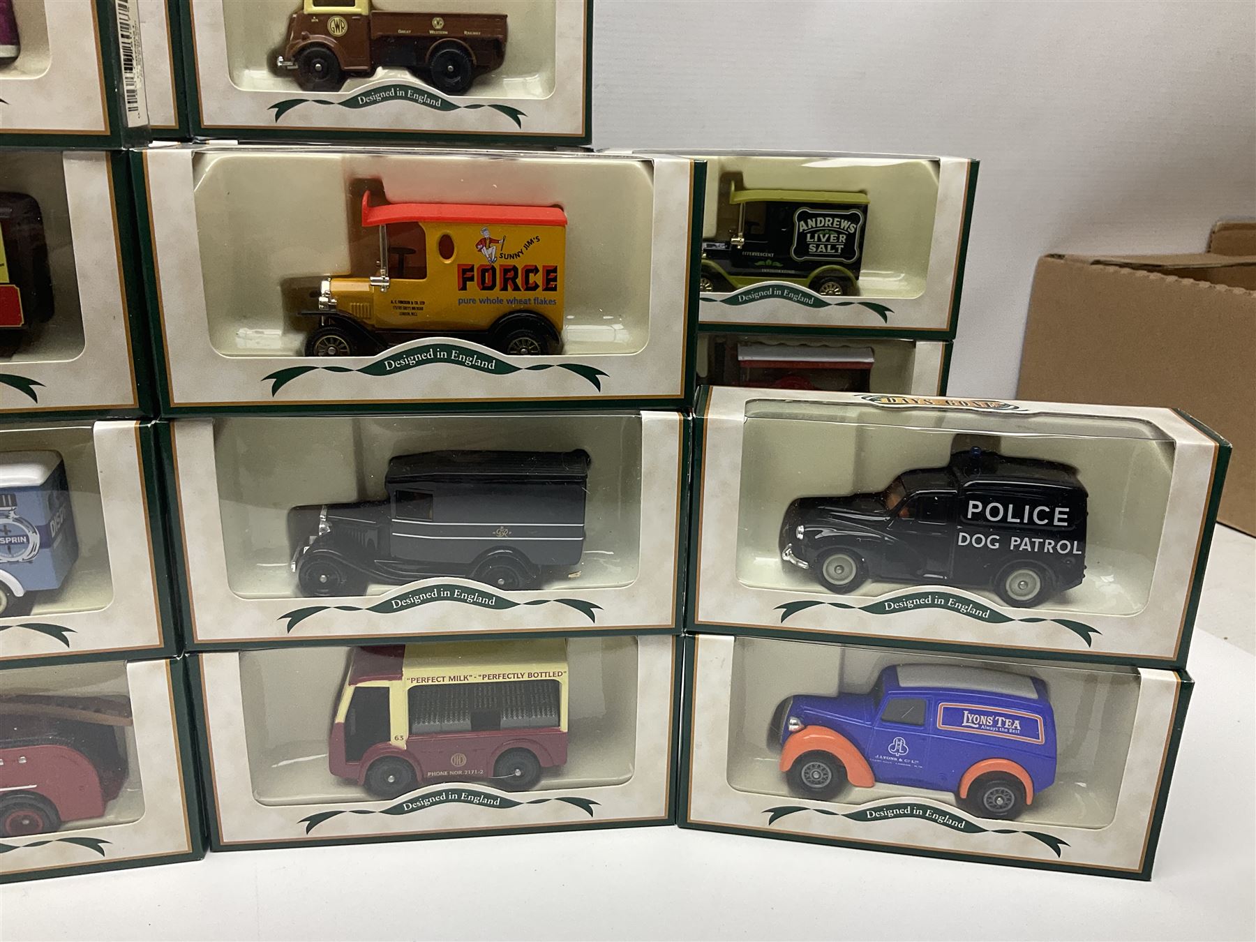 Fifty-nine Lledo Days Gone die-cast models, predominantly advertising/promotional vehicles; all boxed (59)