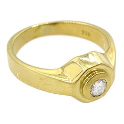 18ct gold single stone round brilliant cut diamond ring, stamped 750