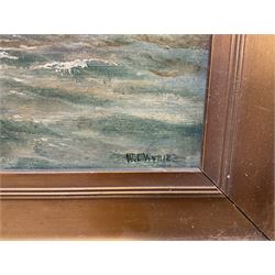 After William Lionel Wyllie (British 1851-1931): Shipping Scenes, pair oils on panel bearing signatures 21cm x 28cm (2)