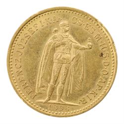 Hungary Franz Joseph I 1898 gold ten Korona coin