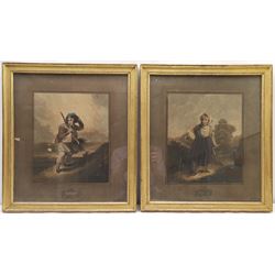 W Barnard engr. after Robert Ker Porter (1777-1842): 'England' 'Scotland' 'Wales' Ireland', set of mezzotints pub. W Barnard 1800, 44cm x 39cm (4)