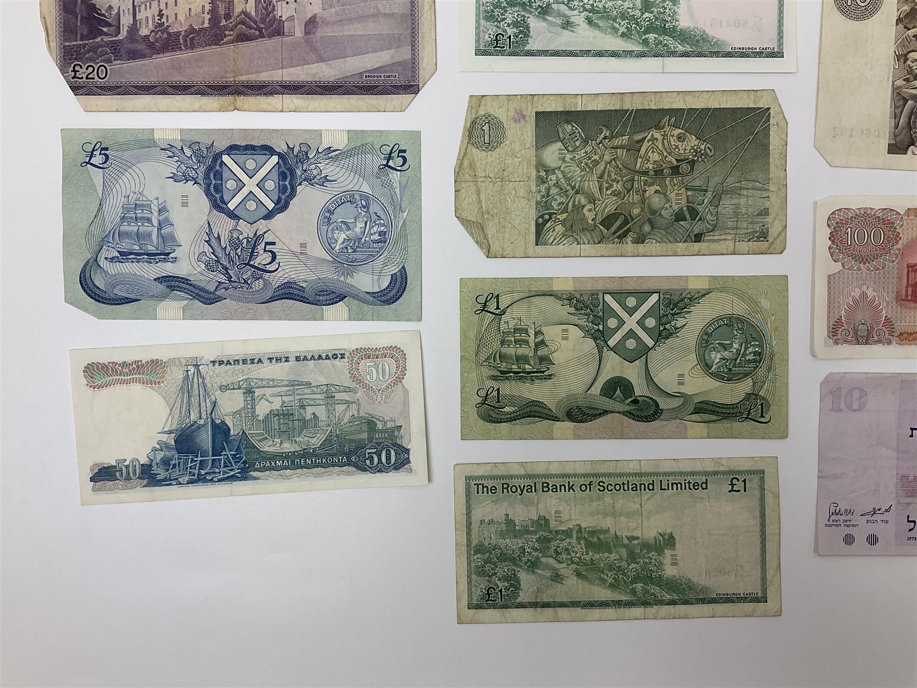 Banknotes including Bank of England Page Series D one pounds, other one pound notes, various The Royal Bank of Scotland Limited denominations, Clydesdale Bank Limited ten pounds 31st January 1979 ‘D/BD 060182’ etc 