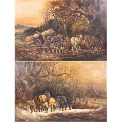 Harden Sidney Melville (British 1824-1894): The Logging Cart, oil on canvas signed 39cm x 60cm (2)