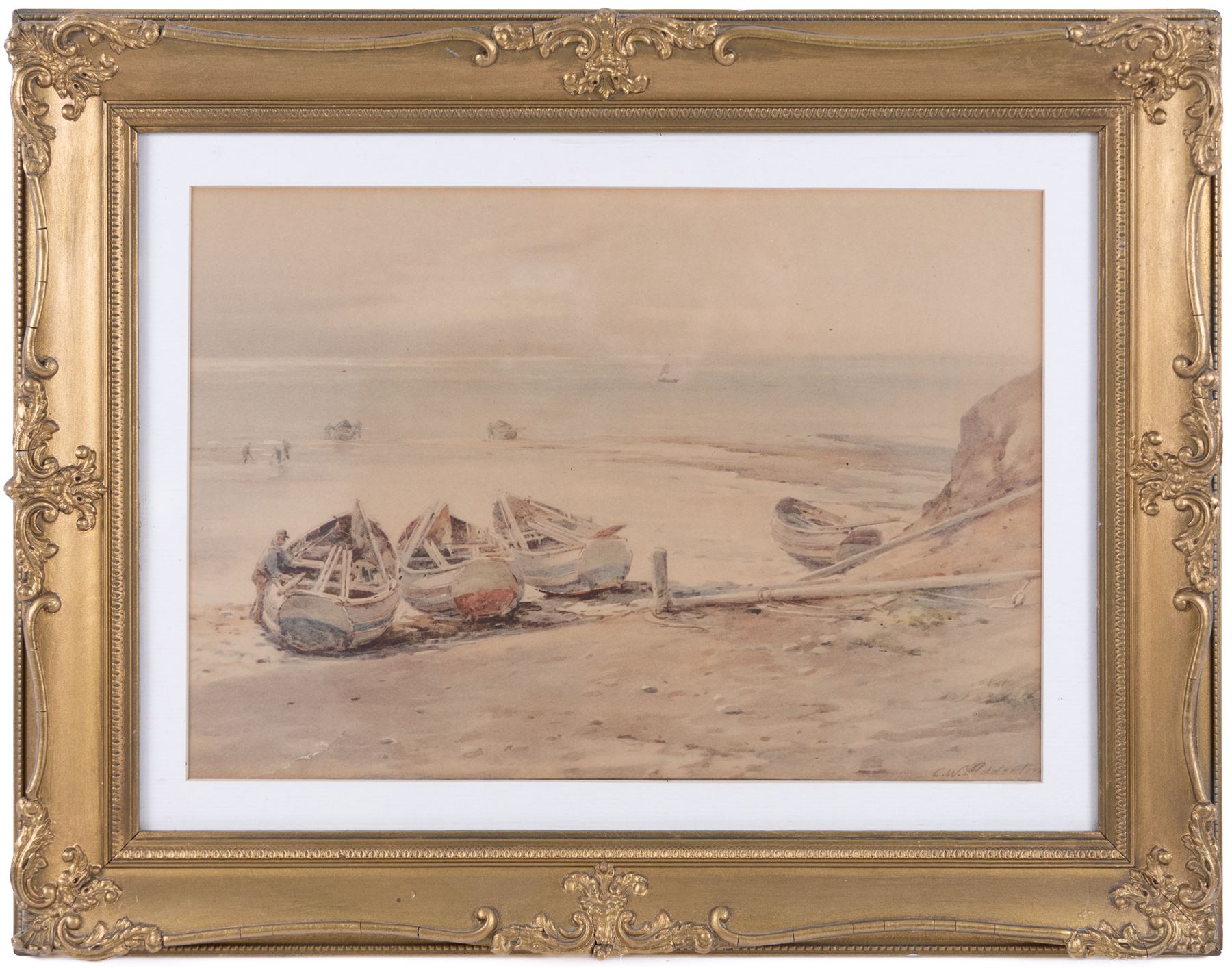 Charles William Adderton (British 1866-1944): Preparing the Boats, watercolour signed 23cm x 33cm 