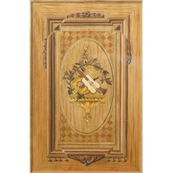 English School (Early 20th century): Trompe L'oeil Marquetry Panel with Musical Motif, wat...