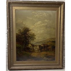 Joseph Horlor (British 1809-1887): Logging Wagon on a Coastal Road, oil on canvas signed 106cm x 83cm