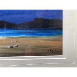 Mike Nance (British Contemporary): Moonlight on the Sands, acrylic on board signed 25cm x 70cm 