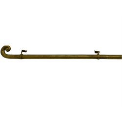 20th century brass banister rail, with two scrolled end finals, fitted with wall mounts