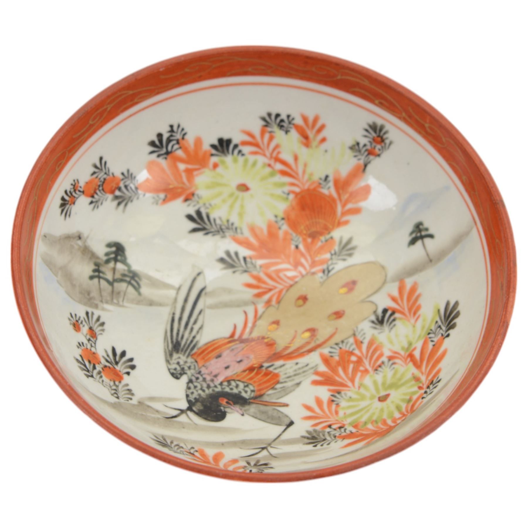 Collection of Japanese and similar ceramics, including pair of Satsuma side plates, decorated with a crowd of figures, blue and white teapot with floral decoration, blue and white vase and plates, etc