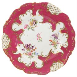 19th century and later cabinet plates, including Minton and Dresden examples, mostly painted with flowers, largest D27cm