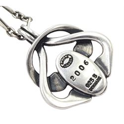 Georg Jensen 2006 Heritage Collection silver coral pendant necklace, stamped, boxed 