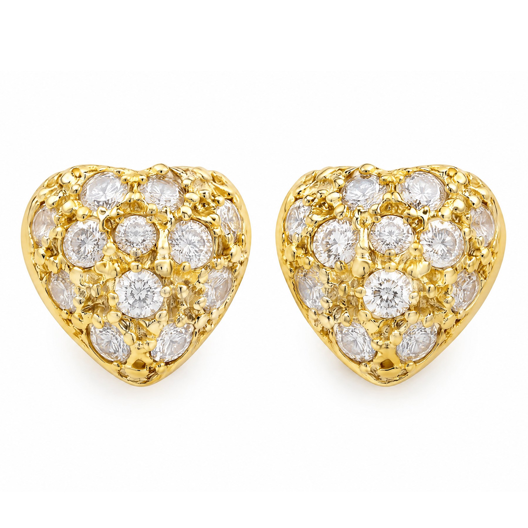 Pair of 18ct gold cubic zirconia heart stud earrings
