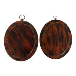 Pair of miniature portraits on ivorine, each depreciating Mary Queen of Scots, H12cm 